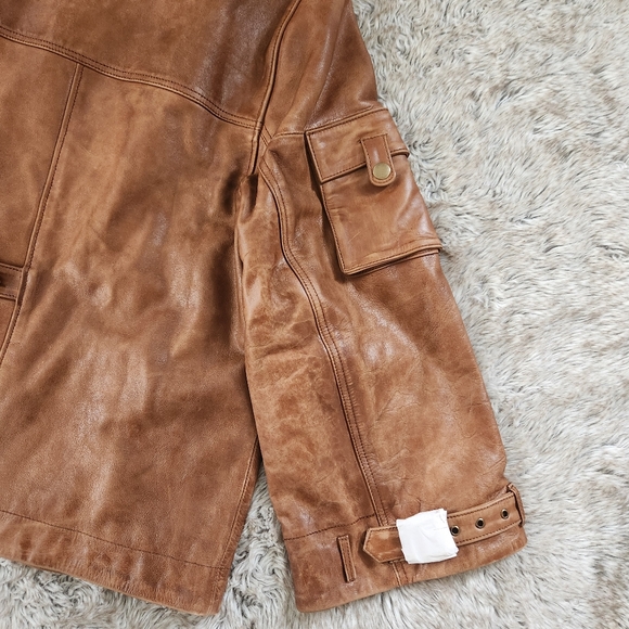 Free People We‎ The Free Skyline Leather Jacket In Caramel Brown - Picture 9 of 12
